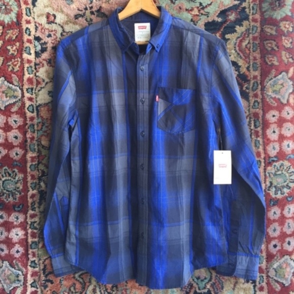 Levi's Plaid Button Down Men's Western Pocket Snap - Picture 2 of 5